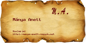 Mánya Anett névjegykártya